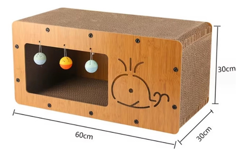 Arranhador Retângular Casa Pet Dois Níveis Com Bolinhas.