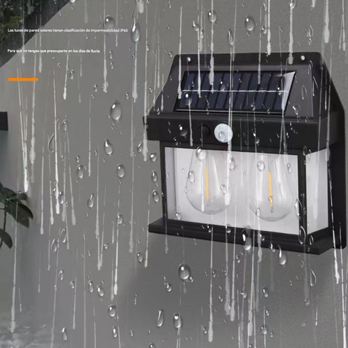 Foco Solar Lampara Exterior Pared Sensor Dos Ampolletas