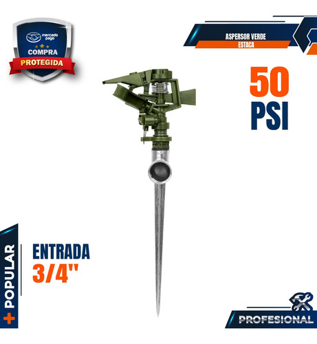 Aspersor Verde, Plástico, Estaca De 11 ,