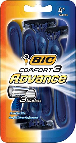 Bic Comfort 3 Advance Razor Desechable, Hombres, 4 Unidades