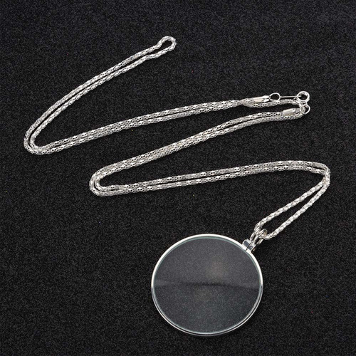 5x Magnificador Monocle Lente Collar Lupa Lupe (plata)