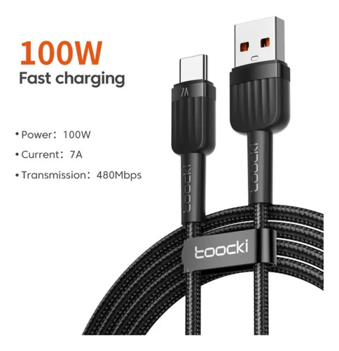 Cable Cargador Y Datos Usb A C / 7 A / 3 Metro / Toocki 