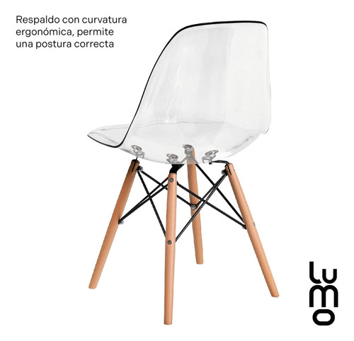 Set 2 Sillas Comedor Crystal Tipo Eames Transparentes Ghost Estructura de la silla Marrón claro Asiento Transparente Diseño de la tela N/A