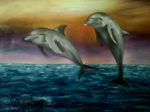 Imagen 2 de 4 de Pintura Diamante Diy Diamond Painting Kit Delfines Chile