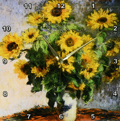 3drose Dpp__2 Girasoles De Claude Monet,  Reloj De Pared Im.