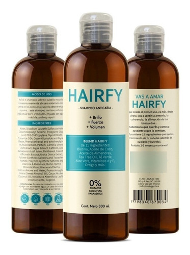 Imagen 10 de 10 de Hairfy - Shampoo Anticaída - Biotina + 14 Activos - 300ml