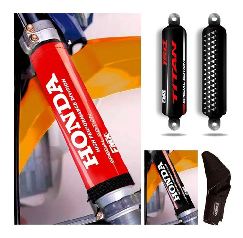 Imagen 2 de 4 de Cubre Amortiguador + Barral + Palanca Ne/ro Honda Titan Fmx