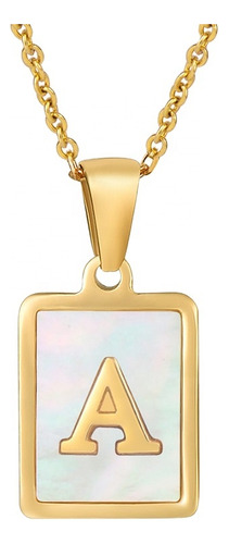 Collar Con Colgante De Letra Cuadrada Para Mujer, Titanio