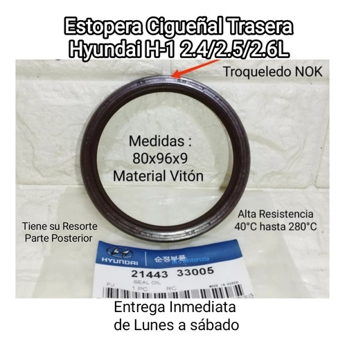 Estopera Cigueñal Trasera Hyundai H-1 80x96x9 