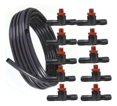 Manguera Polietileno Riego 1 Pulgada K4 150m Y 16 Conectores Negro