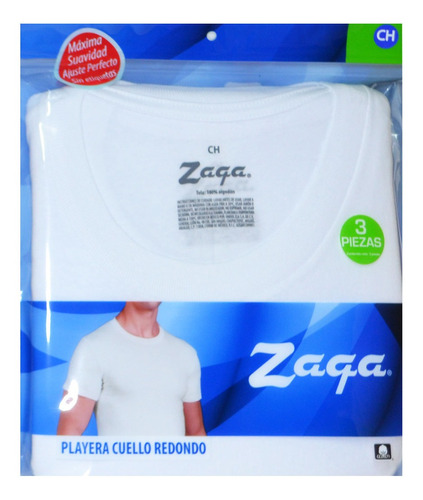 3 Playeras Camisetas Zaga 100% Algodón Cuello V O Redondo