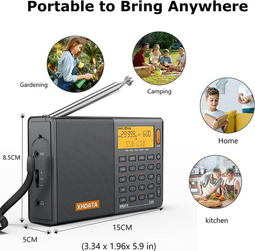 Radio Xhdata XHDATA D-808 XHDATA D808 digital portátil color negro