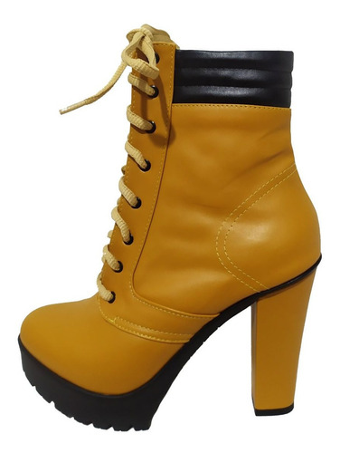 Imagem 2 de 3 de Bota Tratorada Salto Alto Bellatotti Dea Rock Giallo