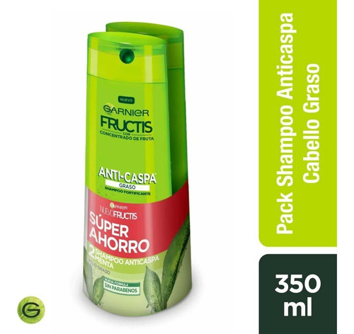  Pack Shampoo Fructis Anticaspa Cabello Graso 2 Un De 350 Ml