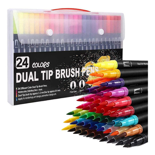 Bolígrafos Para Colorear, 24 Colores, Rotuladores Con Punta