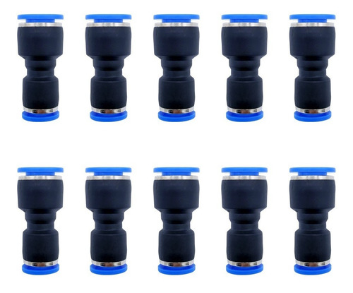 10 Pz Reducción Neumática Recta 10mm A 8mm