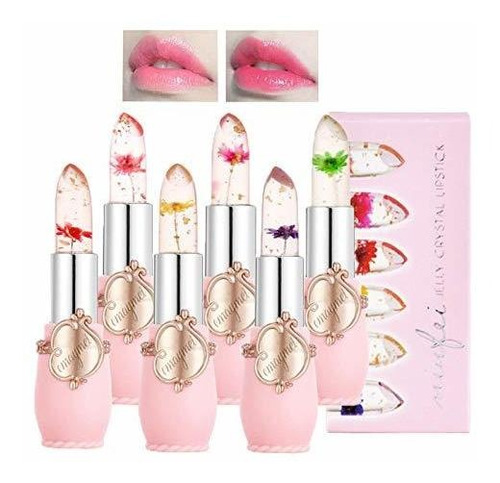 Lápices Labiales - Petansy 6 Pack Crystal Jelly Flower Lipst