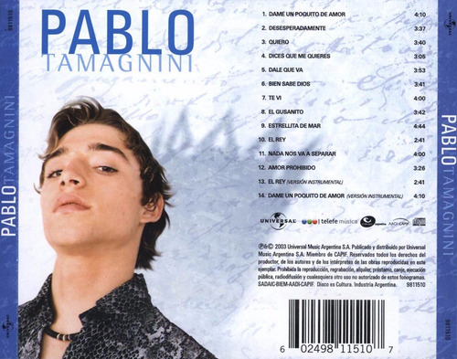 Pablo Tamagnini (2003) Cd Original Operacion Triunfo