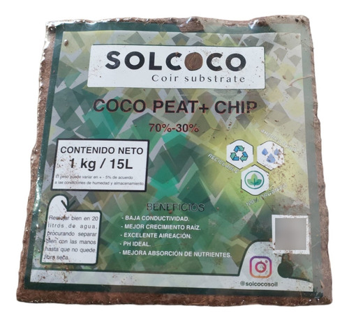 Mini Bloque De Fibra De Coco 70%-30% 1kg