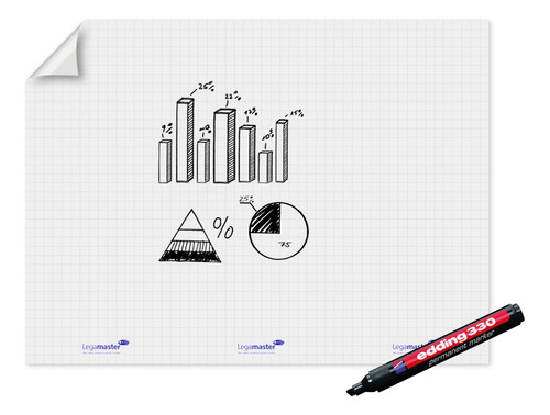 Lamina Autoadherente Legamaster Magic-chart 90 X 120 Cm. ... Blanco Cuadriculada