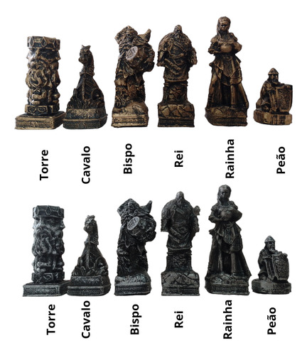 Xadrez Jogo Medieval, Viking Temático Colecionável