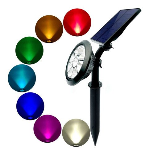 Lámpara Solar De Pared Jardin Exterior Con Sensor Rgb Color