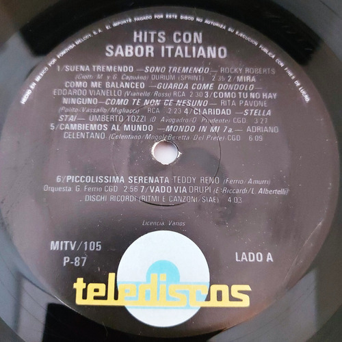 Varios Artistas - Hits Con Sabor Italiano Lp