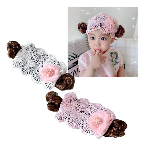 (paquete) Diadema Creativa Para Bebé Niña, Flequillo, Peluca