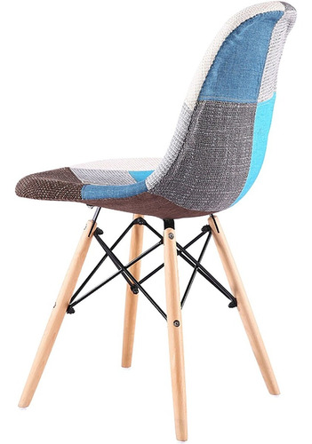 Imagen 3 de 4 de Kit X 4 Silla Eames Tapizada Color Azul Patas En Madera