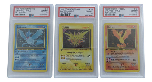 Articuno Zapdos Moltres Holo 1999 Fossil - Psa Proxy Premium Articuno Zapdos Moltres Inglés