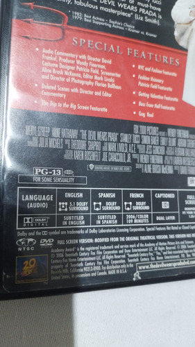 Dvd The Devil Wears Prada - Importado Usa ( 19760 ) (Usado)
