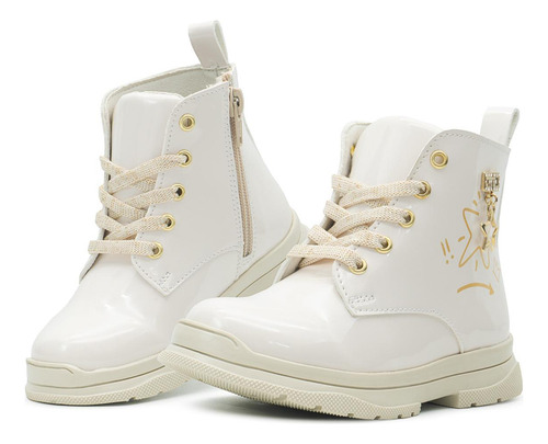 Bota Botín Niña Karsten® Estrella Charol Hueso 15-21 Ligeras