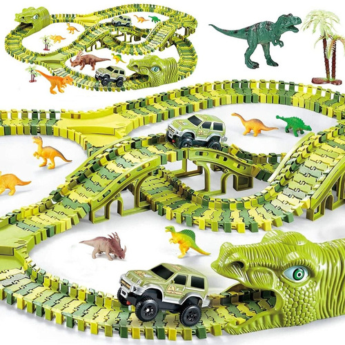 Pista Autos Dinosaurios + Accesorios  Flexible Magic Track 