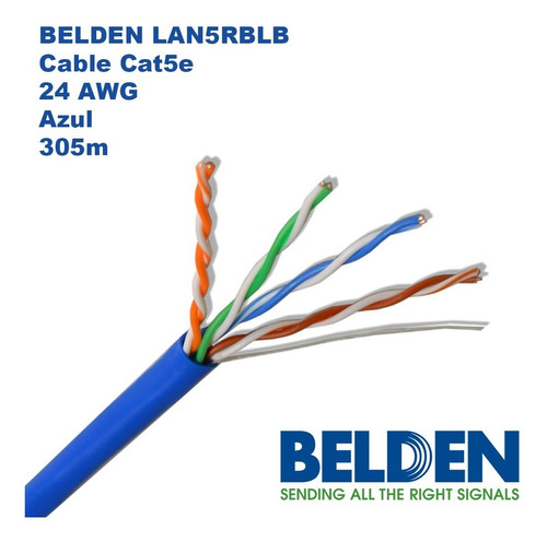 Belden Lan5rblb - Cable Red U/utp Cat5e, 24 Awg, 305m, Azul