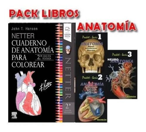 Pack Netter Cuaderno Colorear Y Pocket Anatomia 3 Tomos