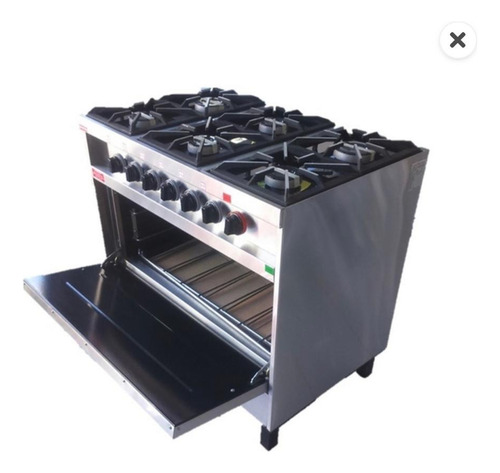 Cocina industrial Rovesco Fiama multigas 6 hornallas plateada puerta ciega