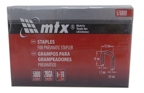 Grampos 22mm Para Grampeador Pneumático 576649 Mtx