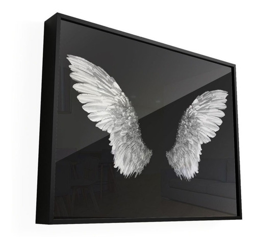 Quadro Asas De Anjo Grande 100x75| Moldura Preta