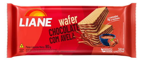 Biscoito Wafer Chocolate Com Avelã Sem Lactose Liane 90g