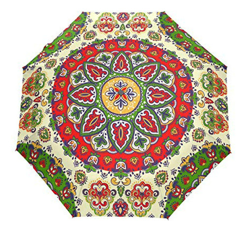 Sombrilla O Paraguas - Qmxo Indian Floral Paisley Print Fol