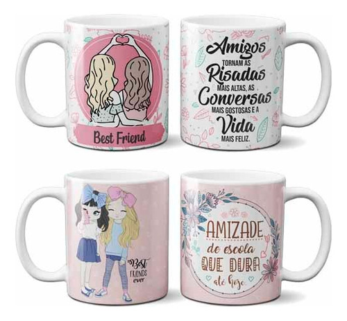 Estampas Editáveis Amizade Amigos Canecas Mockups Sublimação