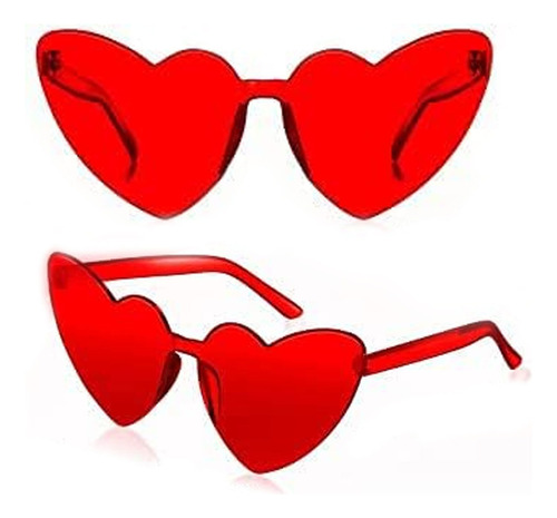 ¡ Gafas Fashion Party De Corazón Sol Rimless Moda Colores !! Lente Rojo Varilla Rojo Armazón Rojo Diseño Corazón Design