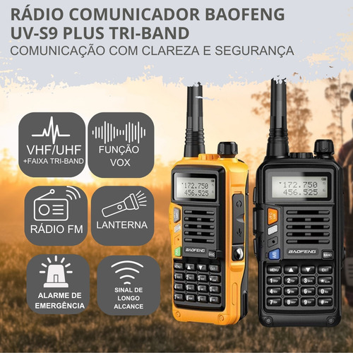 Kit 4 Rádios Baofeng Walkietalk Uvs9plus Rádiofm 2800mah 10w