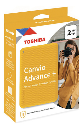 Hd Externo Toshiba 2tb Canvio Advance+ 2.5 Hdtca20xycab Amarelo