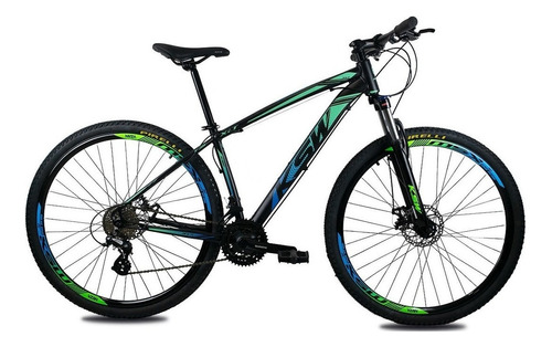 Bicicleta Aro 29 Ksw Color Altus 7.0 24v Hidraulico + Trava Cor Verde/azul Tamanho Do Quadro 17