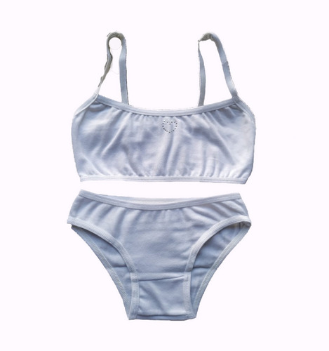 Conjunto Bombacha Y Top Corpiño Nena Infantil Algodon Lycra