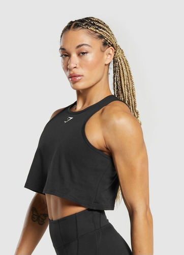 Gymshark Lifting Essential Cotton Crop Tank - Black