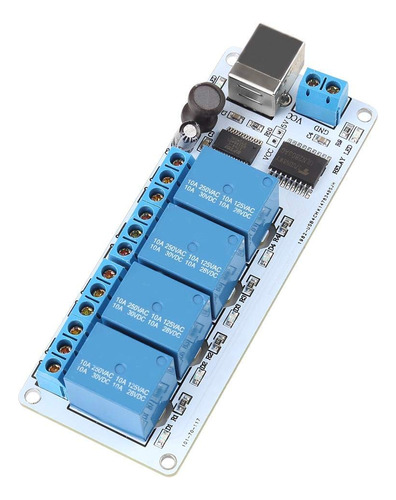 Placa Rele Usb Tipo Modulo Controlador 4 Canal 12 V