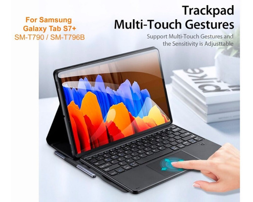 Funda Con Teclado @ Galaxy Tab S7+ / S8+ / S7 Fe 12.4 Black