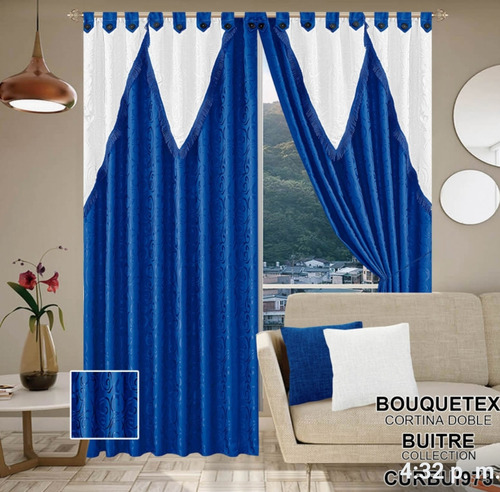 Cortinas Bouquetek Azul 